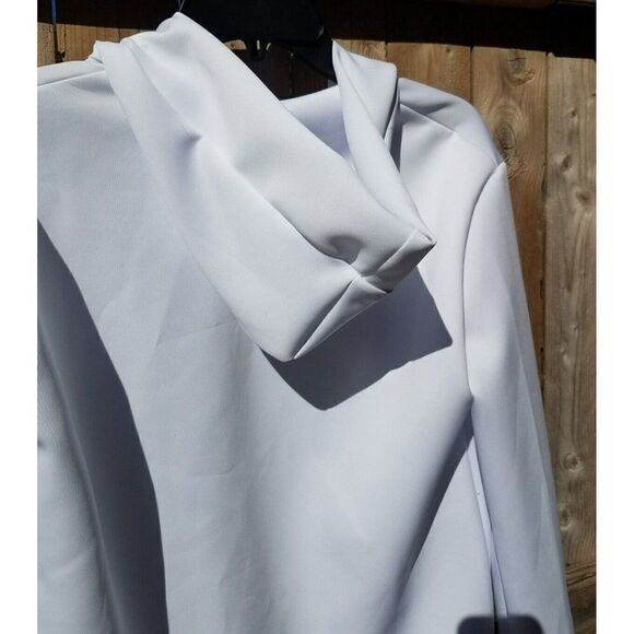 White Large Men's Cardigan Hooded Lightweight Long Sleeves - Picture 5 of 11